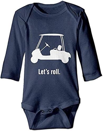 Hadi Golf arabası bebek Bodsuit uzun kollu Romper pamuk tulum kıyafetler rulo