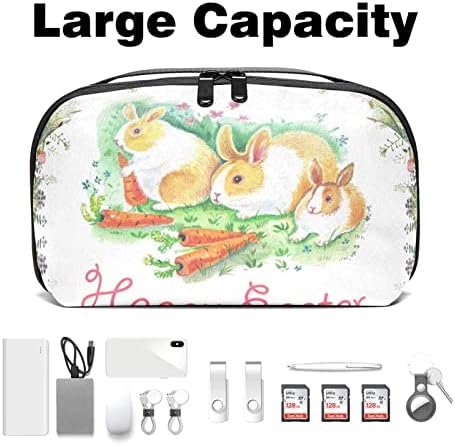 Taşıma çantası Seyahat kılıf çanta USB kablo düzenleyici Cep Aksesuar Fermuar Cüzdan, paskalya tavşanı Yumurta Havuç Vintage