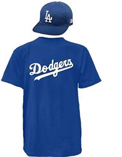 Majestic Los Angeles Dodgers Kap ve Jersey Lisanslı Çoğaltma Şapka / Tee Combo (10 Gençlik / Yetişkin Boyutları)