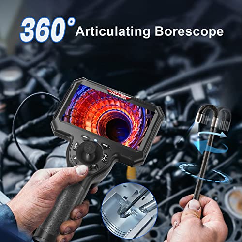360° 4-Yönlü Rotasyon Eklemli Borescope,Ralcam Endoskop Muayene Kamera ile 6.0 mm IP67 Su Geçirmez Yönlendirilebilir Prob,