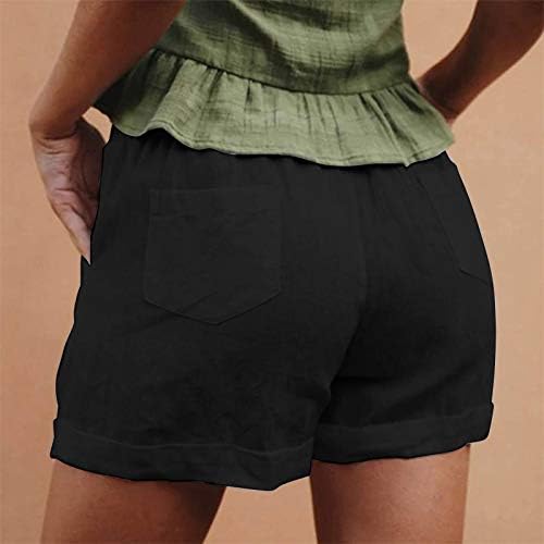 Kadın Rahat İpli Rahat Elastik Bel Cepli Şort Yaz Orta Katlı Kısa Cepli Pantolon moda Giyim 2023
