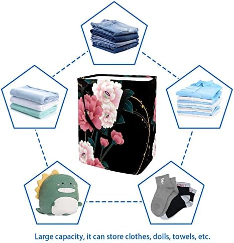 Pembe Çiçekler Baskı Katlanabilir çamaşır sepeti, 60L Su Geçirmez çamaşır sepetleri çamaşır Kutusu Giysi Oyuncak Depolama