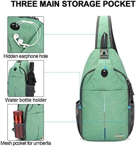 Lumesner tek kollu çanta Crossbody Sırt Çantası ile USB şarj portu, Yürüyüş Sırt Çantası omuzdan askili çanta Göğüs Çantası