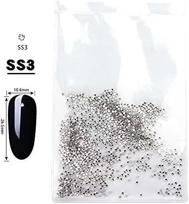 SS3-SS50 Flatback Temizle Kristal Cam Tırnak Sanat Taklidi Tırnak Strass Mix Boyutu Olmayan düzeltme yapay Elmas Tutkal -