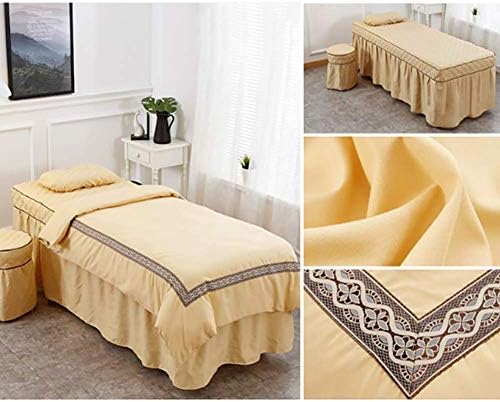 ZHUAN cilt dostu pamuk güzellik yatak örtüsü 4 parça masaj masa çarşaf setleri, çarşaf setleri leke dayanıklı Spa yatak örtüleri