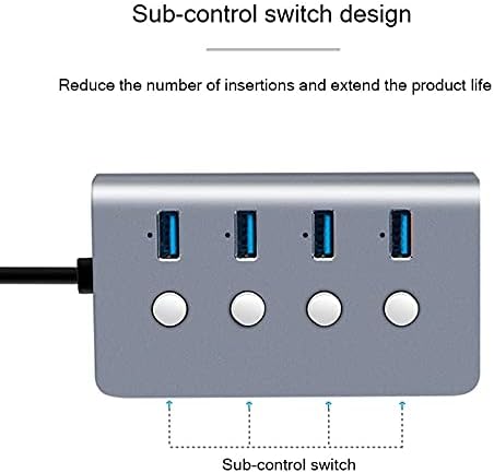 MBBJM Alt Kontrol Anahtarı 4-Port USB 3.0 HUB Alüminyum Alaşım Kadar 5 Gbps Çoklu USB Splitter Masaüstü Laptop için