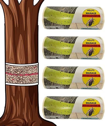 Benekli Fener Sinek Ağacı Tuzağı - 4 Rulo (Her Ruloda 30 Fit) - Fener Sineği Ağacı Bandı, Ağaçları Zararlı Böceklerden Koruyan