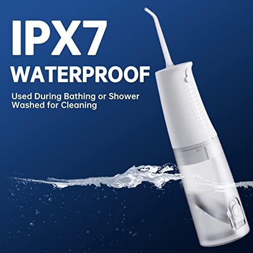 Diş Temizliği için Akülü diş duşu, 3 Modlu Şarj Edilebilir 300ML diş ağız duşu 4 Değiştirilebilir İpucu-IPX7 Su Geçirmez,