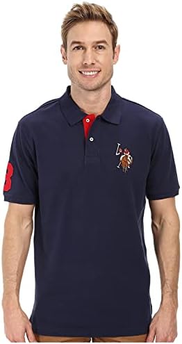 U. S. Polo Assn. Erkek Çok Renkli Logo Katı Pike Polo Gömlek