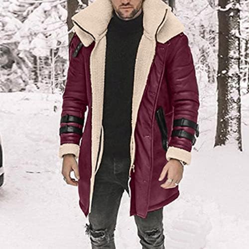 Yalıtımlı Ceketler Erkekler için Erkekler Artı Boyutu Kış Ceket Yaka Yaka Uzun Kollu Yastıklı Deri Ceket Vintage Kalınlaşmak
