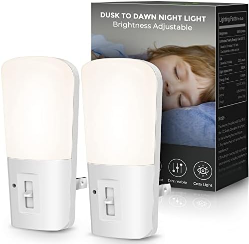 LOHAS Kısılabilir LED Gece Lambası, Gece ışıkları Duvara Takılır, Alacakaranlıktan Şafağa Sensör, Gün ışığı Beyazı 5000K,