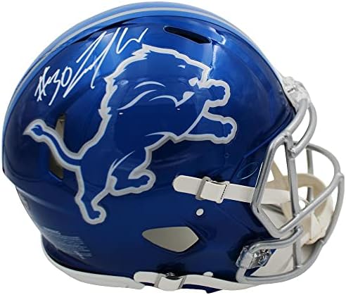 Jamaal Williams, Detroit Lions Speed Authentic Flash NFL Kaskını İmzaladı-İmzalı NFL Kaskları