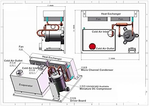 Kompresörlü Klima için Mikro Soğutma Sistemleri-Kabinler için Elektrikli Araç Küçük Alan Soğutma Elektroniği Soğutma Modülü