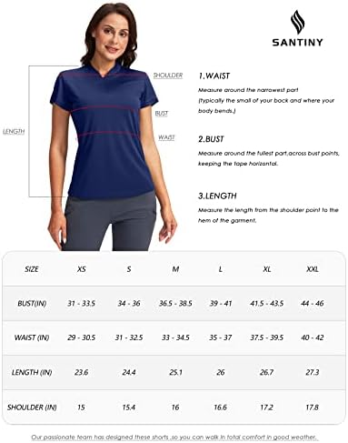 SANTİNY kadın Golf Gömlek Zip Up Dri-fit Kısa Kollu polo gömlekler UPF50+ Tenis Golf Kadınlar için Rahat Çalışma