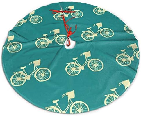 LVeShop Teal Mavi Bisiklet Bisiklet Sanat Desen Noel Ağacı Etek Lüks Yuvarlak Kapalı dış mekan matı Rustik Noel Ağacı Tatil