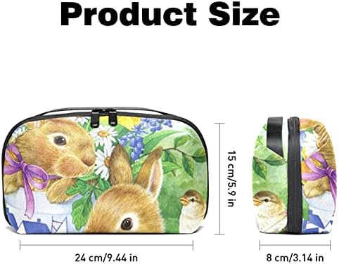 Taşıma Çantası Seyahat Kılıfı Çanta USB Kablosu Organizatör Cep Aksesuar Fermuar Cüzdan, Retro Tavşanlar Kuş Bahçe