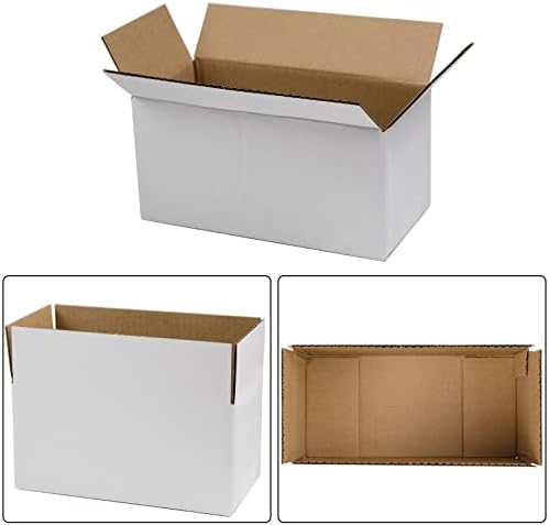 SUNLPH 50 Paket 8x4x4 İnç Nakliye Kutuları, Posta ve Paketleme için Küçük Oluklu Mukavva Kutular, Beyaz