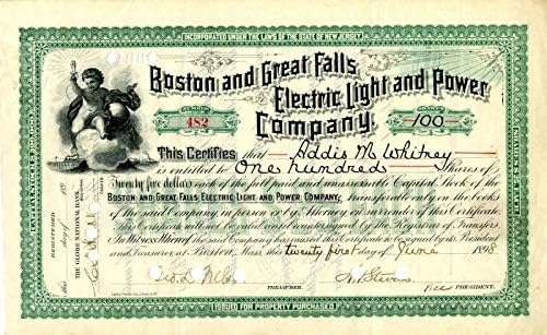 Boston ve Great Falls elektrik ışık ve güç A. Ş. - Stok Sertifikası