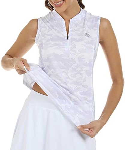 Kadın Kolsuz Tenis Gömlek golf gömlekleri Kadınlar için Hızlı Kuru UPF 50 + Güneş Koruma Spor T-Shirt Fermuarlı