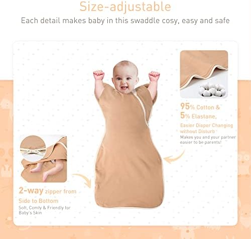Knirose Kundak Battaniye uyku Çuval ile Arms Up Tasarım Yardım Bebek Öz-Yatıştırıcı 2 Paketleri, 3-Yönlü Geçişler için Arms-Ücretsiz