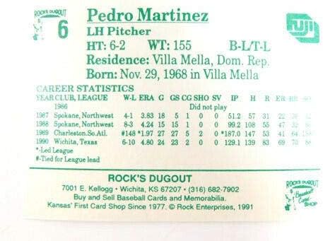 1991 Wichita Wranglers Rocks Sığınak Beyzbol Takımı Sandy Alomar Jr. Pedro Martinez-Beyzbol Kartları