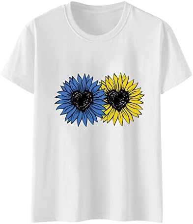 Bayan Üstleri Kısa Kollu Casual Kadın Ayçiçeği Bluz Zarif Gömlek Baskılı Üst Gömlek Düz Gevşek T Shirt Kadınlar için