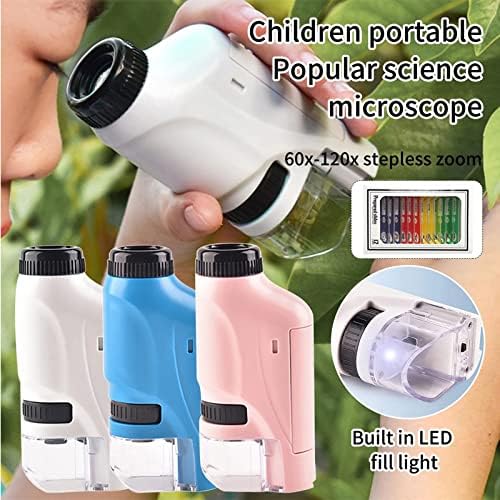 HBOY 60x-120x Cep Mikroskop, El Taşınabilir Büyüteç ile led ışık ve Renk Numune Kontrol Takı Değerleme Antika Porselen, Beyaz