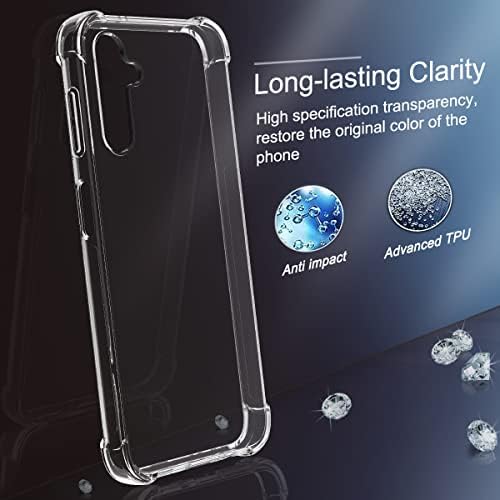 Osophter için Samsung Galaxy A14 5G Kılıf Temizle Kız Kadın Erkek ile 2 adet Ekran Koruyucu Takviyeli Köşeleri TPU Şok-Emme