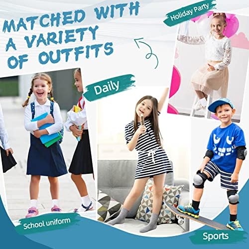 Eocom Çocuklar Minderli Ekip Çorap Erkek Kız Atletik Kemer Desteği Kalın Pamuklu Koşu Çorapları 6 Çift
