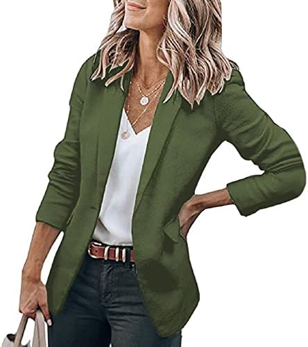 JJHAEVDY kadın Açık Ön Iş Rahat Cepler Iş Ofis Blazer Ceket Takım Elbise Rahat Uzun Kollu Yaka Ince Ceket