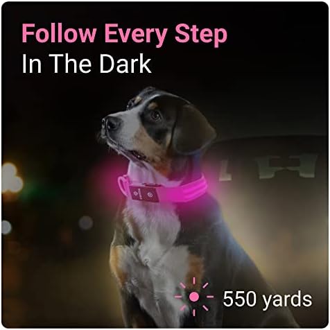 Tractive GPS Pet Tracker with LED Light Up Dog Collar - Su geçirmez, GPS Konum ve Akıllı Etkinlik İzleyici, Sınırsız Menzil