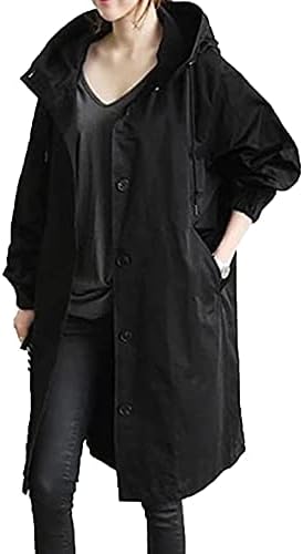 COTECRAM Kışlık Mont Kadınlar ıçin Artı Boyutu Rahat Uzun Trençkot Moda Kaput Rüzgarlık Ceketler Giyim Cepler ıle