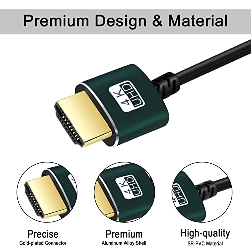 Thsucords İnce HDMI HDMI Kablosu 1FT 2 Paket, Ultra İnce ve Esnek HDMI Kablosu Destekler Yüksek Hızlı 4K@60Hz 18gbps 2160p