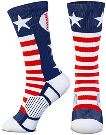 ChalkTalkSPORTS Beyzbol Dokuma Orta Buzağı Dokuma Çorap / ABD Kırmızı & Beyaz & Mavi / Gençlik ve Yetişkin Boyutları