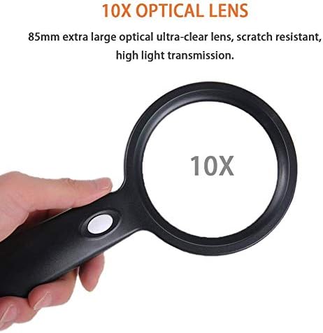 TAİSK Ekstra Büyük LED el büyüteç ile 12 ışık - 85mm ile 10X Lens - İşıklı Okuma büyüteç Yaşlılar için Okuma, düşük Görüş,