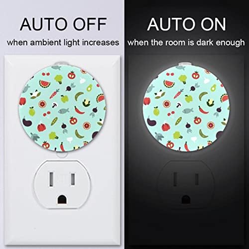 2 Paket Plug-in Gece Lambası LED Gece Lambası Basit Gıda Desen Alacakaranlıktan Şafağa Sensörü Çocuk Odası, Kreş, Mutfak,