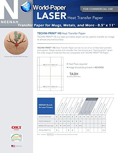 TechniPrint HS Numune Paketi-Kupalar, Metaller ve Daha Fazlası için Transfer Kağıdı-8,5 x 11 (5 / Yaprak)