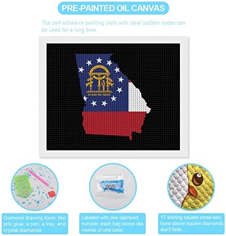 Gürcistan Devlet Bayrağı Haritası Elmas Boyama Kitleri 5D DIY Tam Matkap Taklidi Sanat Duvar Dekor Yetişkinler için 16x 20