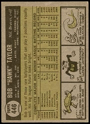 1961 Topps 446 Bob Hawk Taylor Milwaukee Braves (Beyzbol Kartı) VG/ESKİ + Braves