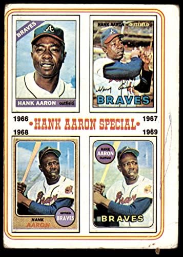 1974 Topps 5 Özel 1966-69 Hank Aaron Atlanta Braves (Beyzbol Kartı) ZAVALLI Braves