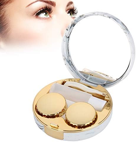 Taşınabilir Kontakt Lens Çantası, 4 Renk İliklerine Lensler Durumda Ayna ile Plastik Mermer Desen Göz Bakım Seti Konteyner