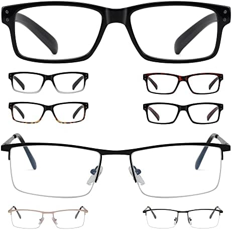 GUD okuma gözlüğü 8 Pairs Klasik Hafif Dikdörtgen Okuyucular Erkekler Kadınlar için + 4.00