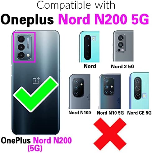 Asuwish Telefon Kılıfı için OnePlus Nord N200 5G Cüzdan Kapak Ekran Koruyucu ve Kredi kartı tutucu Deri Bling Glitter Cep