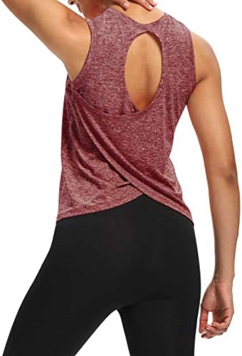 Bestısun Yoga Üstleri Gevşek fit Backless Egzersiz Atletik Dans Üst Aç Geri Spor koşu tişörtü Kadınlar için