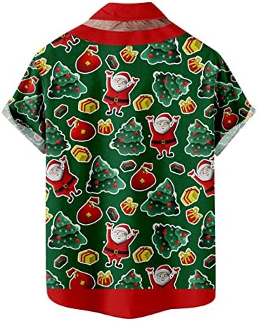 Sınzelımın Noel Gömlek erkek kısa kollu üstler Moda 3D Baskı Hawaii Gömlek Düğmesi Aşağı Yaka Hırka Bluz Üst