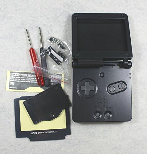 Gametown ® Tam Konut Kabuk Paketi Kılıf Kapak için GBA SP Gameboy Advance SP Siyah