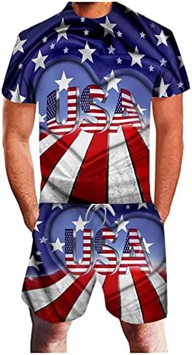 Bmısegm Yaz Tee Gömlek Mens Amerikan Yaz Günü Spor Bayrak erkek Takım Elbise Baskı 3D Bağımsızlık Erkekler Suits & setleri