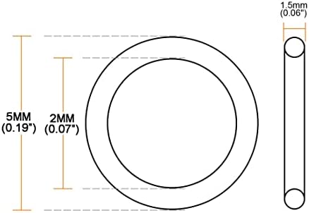 MEETOOT 150 adet Silikon O-ring Conta Contası, 5mm OD 2mm ID 1.5 mm Genişlik Takı Keşif Yapma Sonu Toka Boncuk Bilezik Kolye