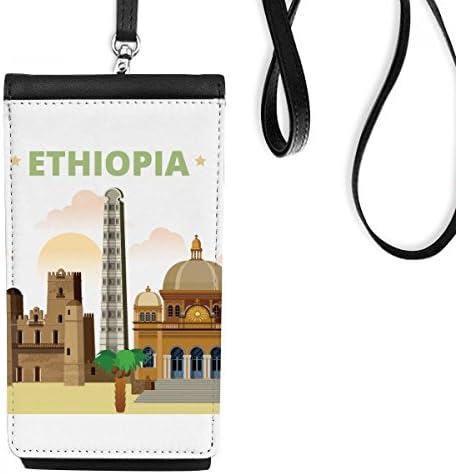 Şehir Kale Etiyopya Art Deco Hediye Moda Telefon Cüzdan çanta Asılı Cep Kılıfı Siyah Cep