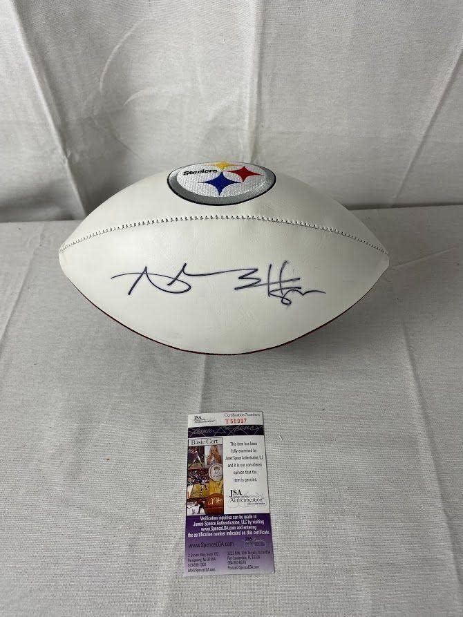 Antonio Brown imzalı Pittsburgh Steelers Beyaz Panel Futbolu JSA İmzalı Futbol Topları imzaladı